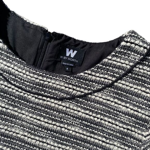 W by Worth Women's XS Striped Tweed Shift Dress Hi-Low Multicolor Business - Picture 4 of 9